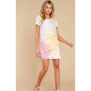 MINKPINK Palm Springs Tee Dress Size XS Tropical Colorful Pastel Resort Vacation